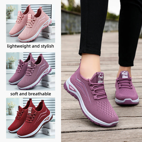 Damen Funktionale Freizeit-Sneaker mit elastischem Schnürsystem und atmungsaktiver Obermaterialstruktur Shopnory