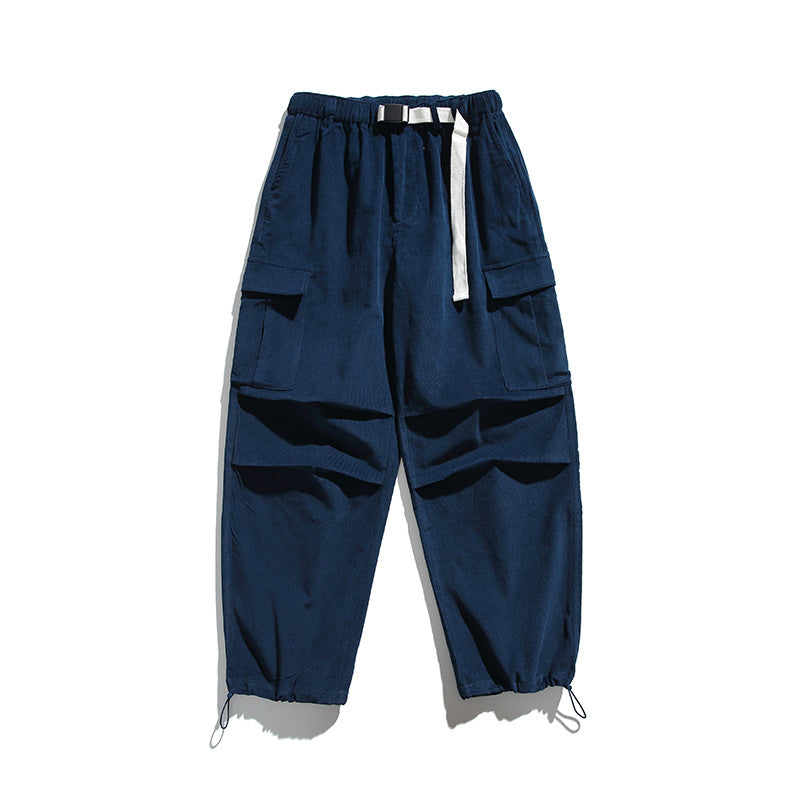 Herren Baggy-Cargohose mit elastischem Bund, Utility-Taschen und Kordelabschluss Shop Nory