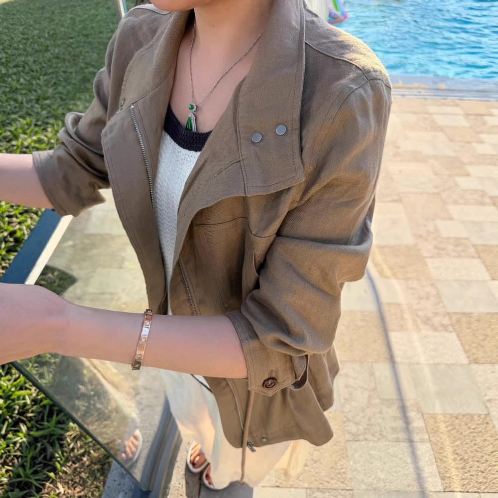 Damen elegante Übergangsjacke mit hohem Kragen Shop Nory 1789268837