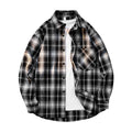 Herren kariertes Oversized Flanellhemd mit aufgesetzter Brusttasche, Rundem Saum und durchgeknöpfter Vorderseite Shop Nory