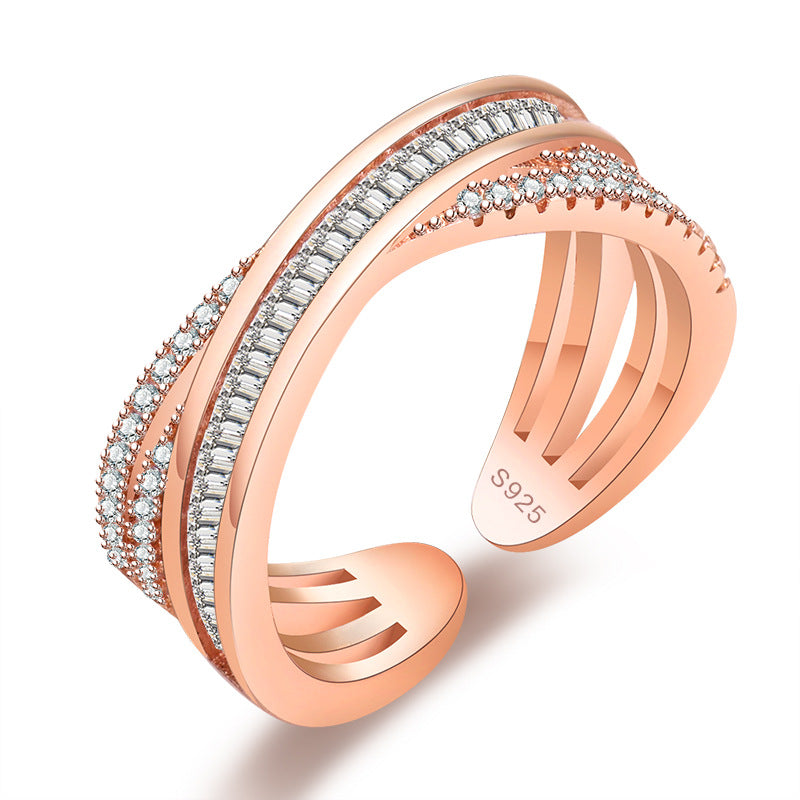 Damen Offener Ring mit filigranem Design und funkelnden Zirkonia Shop Nory