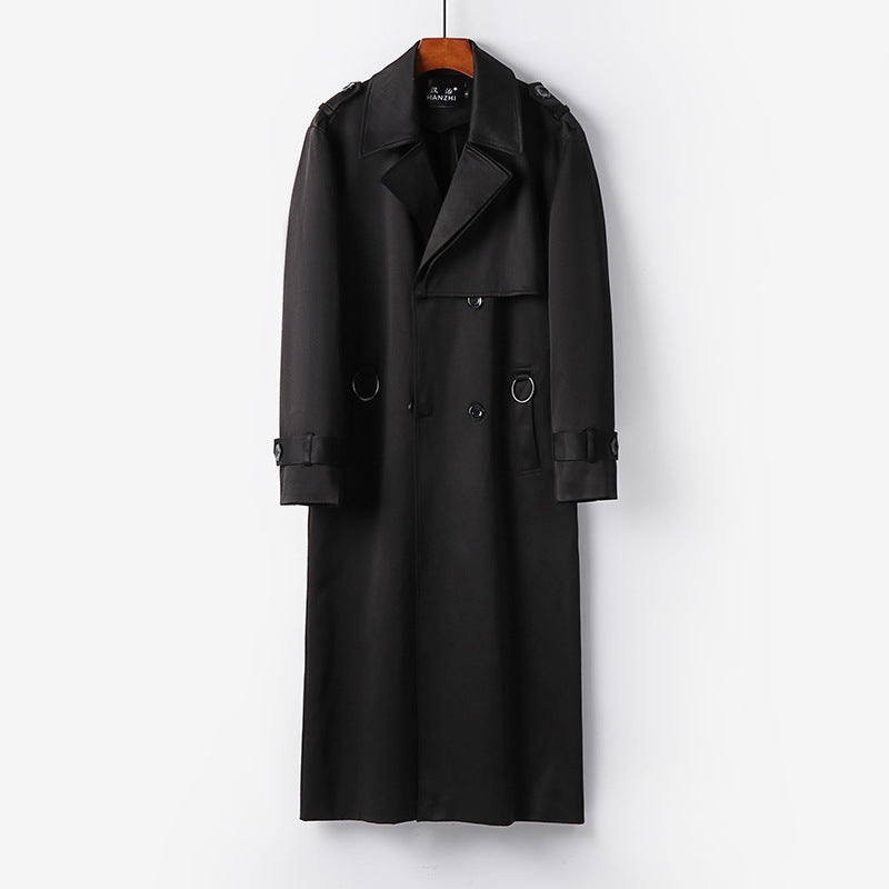 Herren Eleganter knöchellanger Trenchcoat mit verdeckter Knopfleiste und Taillengürtel Shop Nory