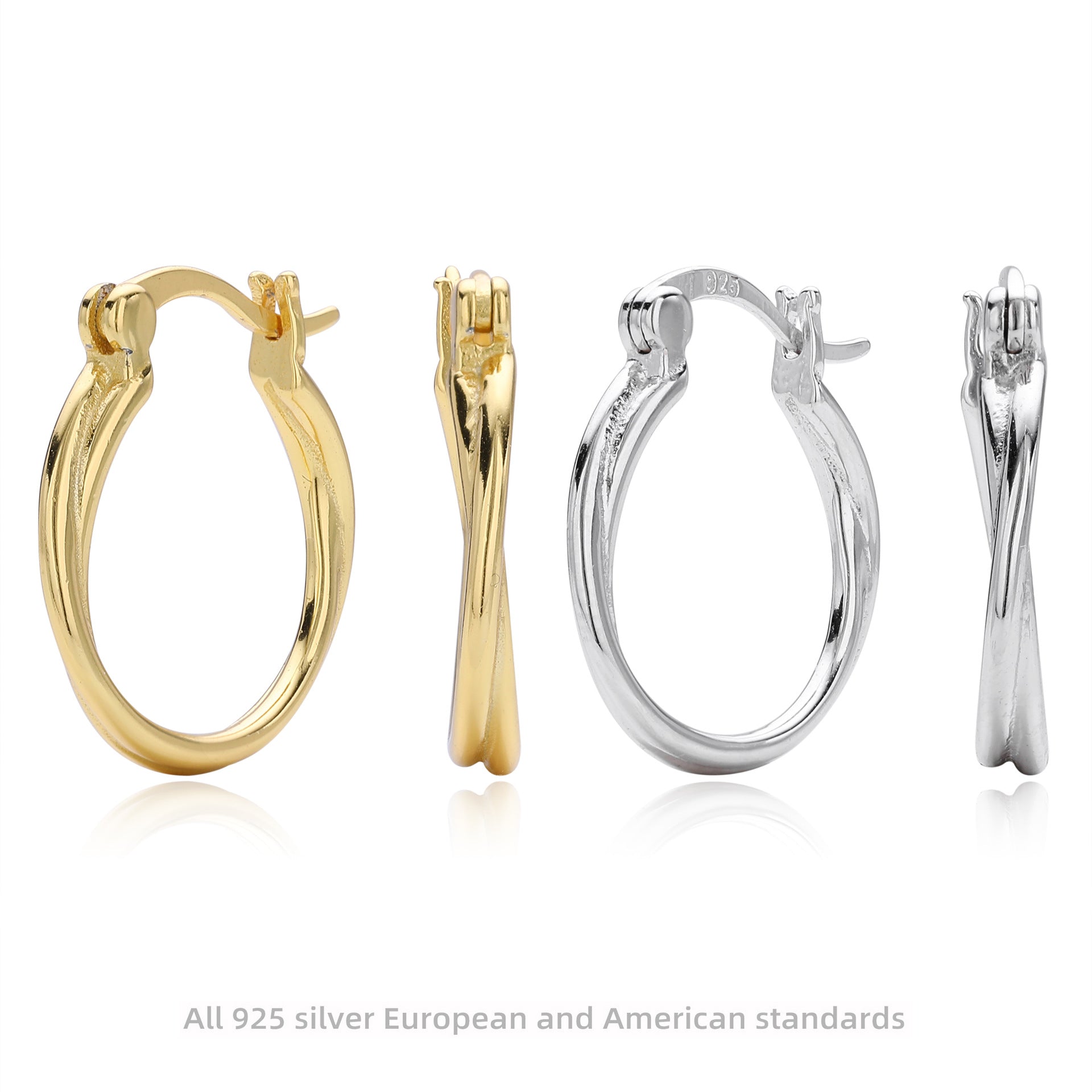 Damen Hoops aus hochwertigem 925 Sterling Silber mit glänzender Goldbeschichtung Shop Nory