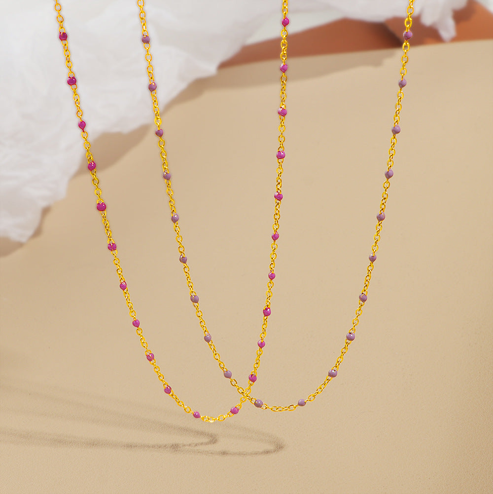 Damen feine Halskette mit bunten Edelstein-Details und goldener Gliederkette Shop Nory