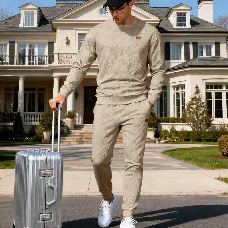 Herren Feinstrukturiertes Lounge-Set mit Rundhals-Pullover & schmaler Jogginghose Shop Nory