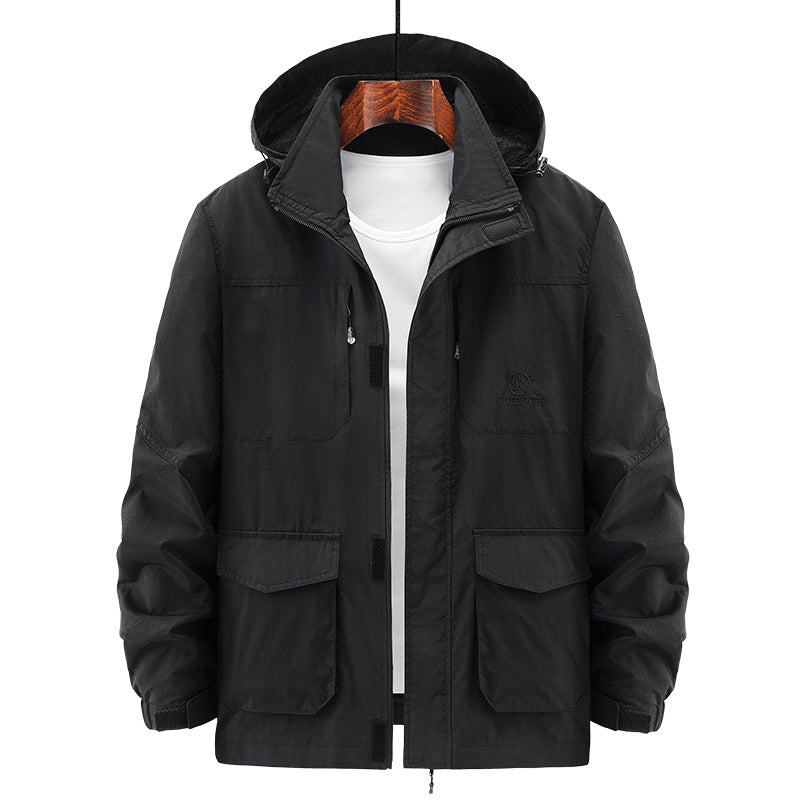 Herren Leichte Utility-Jacke mit Kapuze Shop Nory