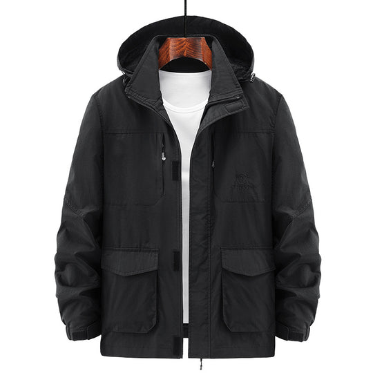 Herren Leichte Utility-Jacke mit Kapuze Shop Nory