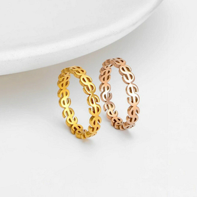 Damen Ring mit gehobenem Geldsymbol-Design Shop Nory