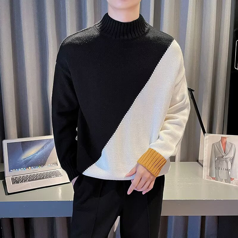 Herren Modischer Grobstrickpullover mit hohem Kragen Shop Nory