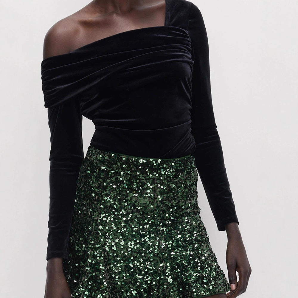Damen Pailletten-Minirock mit taillierter Silhouette & leichtem A-Linien‑Schnitt Shop Nory