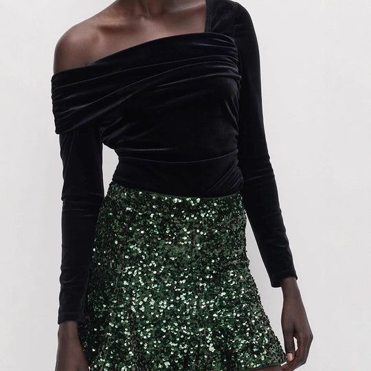 Damen Pailletten-Minirock mit taillierter Silhouette & leichtem A-Linien‑Schnitt Shop Nory
