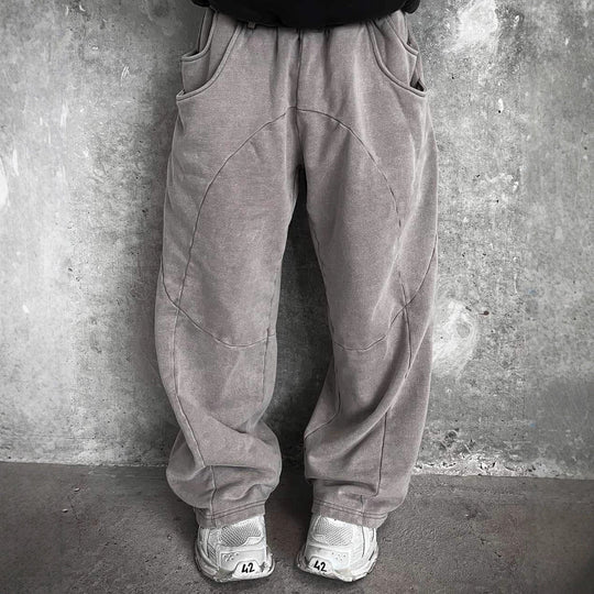 Herren nan Oversize-Freizeitjogger mit geschwungenen Nahtdetails, Kordelzugbund und elastischen Beinabschlüssen Shopnory