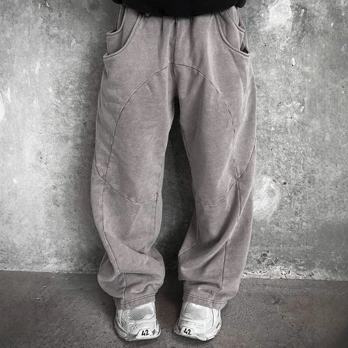 Herren nan Oversize-Freizeitjogger mit geschwungenen Nahtdetails, Kordelzugbund und elastischen Beinabschlüssen Shopnory