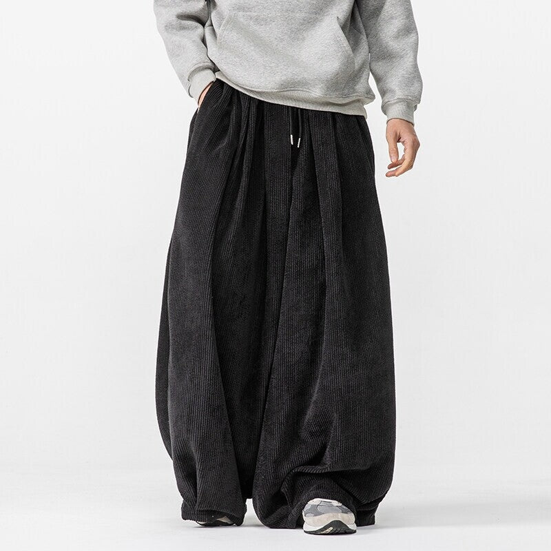 Herren Extraweite Cord-Ballonhose mit Falten, Tunnelzug und schwerem Fall Shop Nory