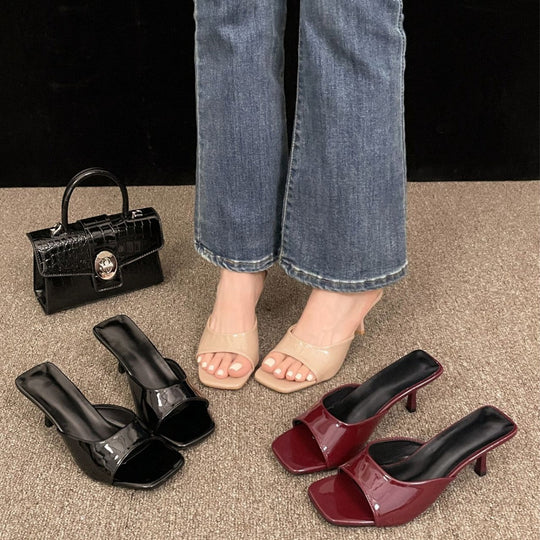 Damen Chic Offene Mules mit quadratischer Zehenpartie und elegantem Absatz