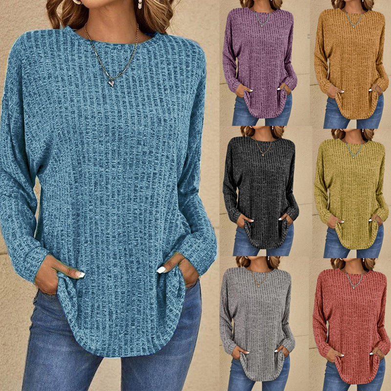 Damen Oversized Struktur-Strickpullover mit Rundhals und Eingrifftaschen Shop Nory