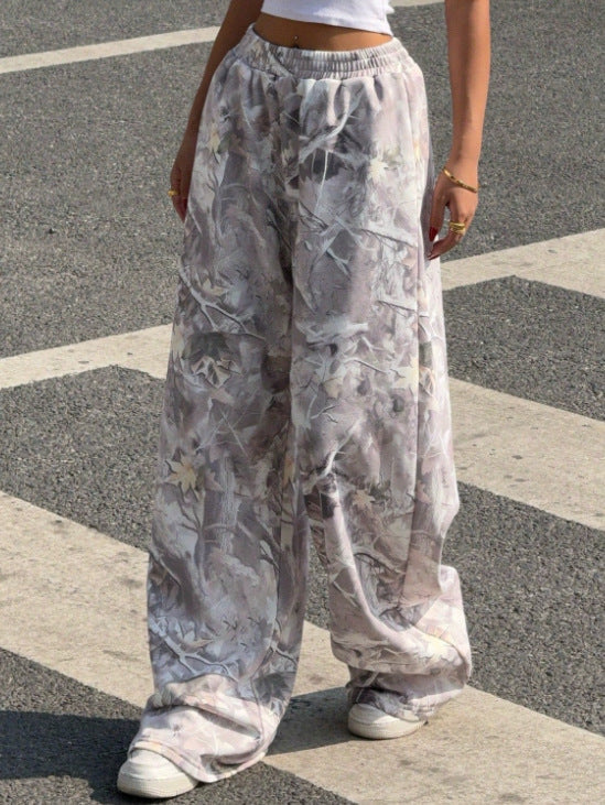 Damen nan weite Palazzo-Hose mit floralem Alloverprint und elastischem Bund Shop Nory