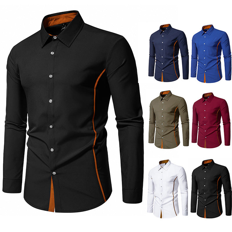 Herren elegantes Langarmhemd mit Kontrastakzenten