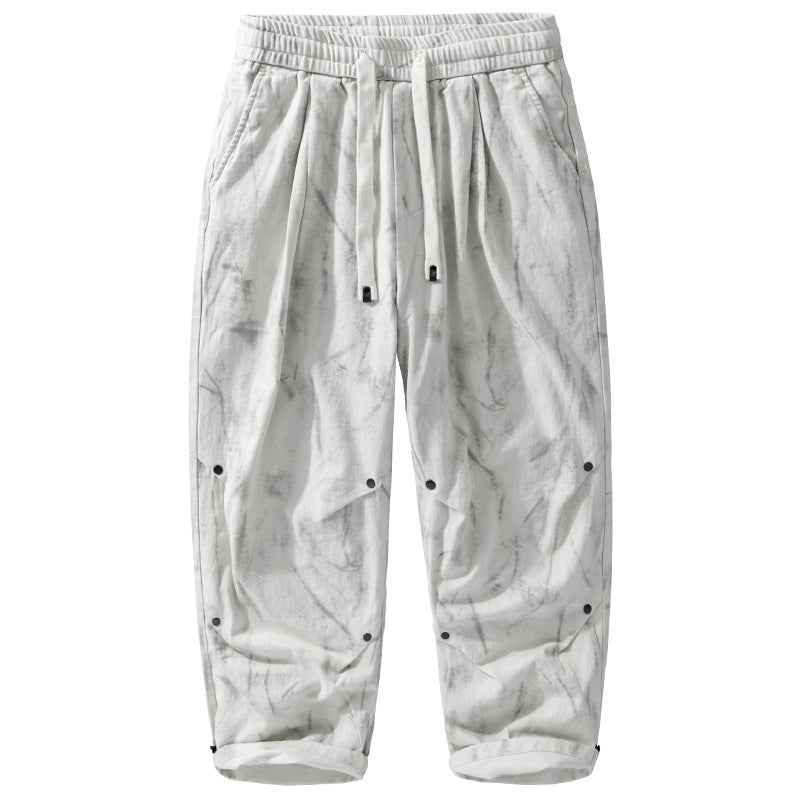 Herren Weit geschnittene Batik-Cargohose aus Baumwollmix mit Kordelzug Shop Nory