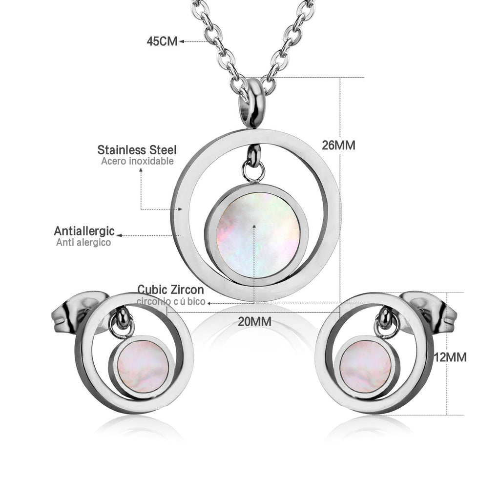 Damen Schmuckset mit goldenem, glänzendem Anhänger und funkelnden Zirkonia Shop Nory