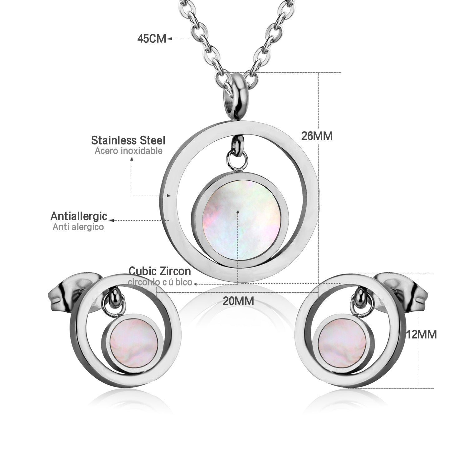 Damen Schmuckset mit goldenem, glänzendem Anhänger und funkelnden Zirkonia Shop Nory