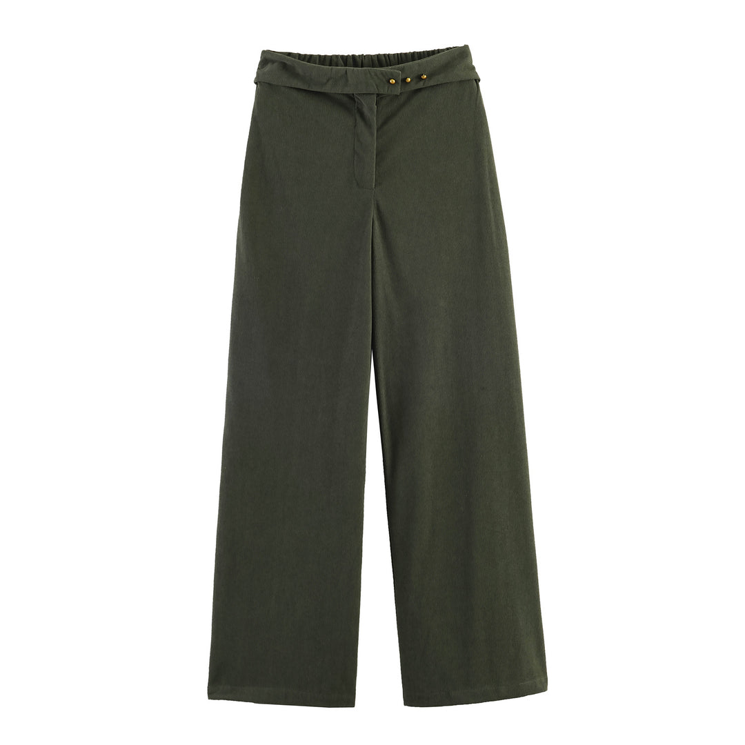 Damen Weite Highwaist‑Hose mit Umschlagbund und Cordoptik Shop Nory