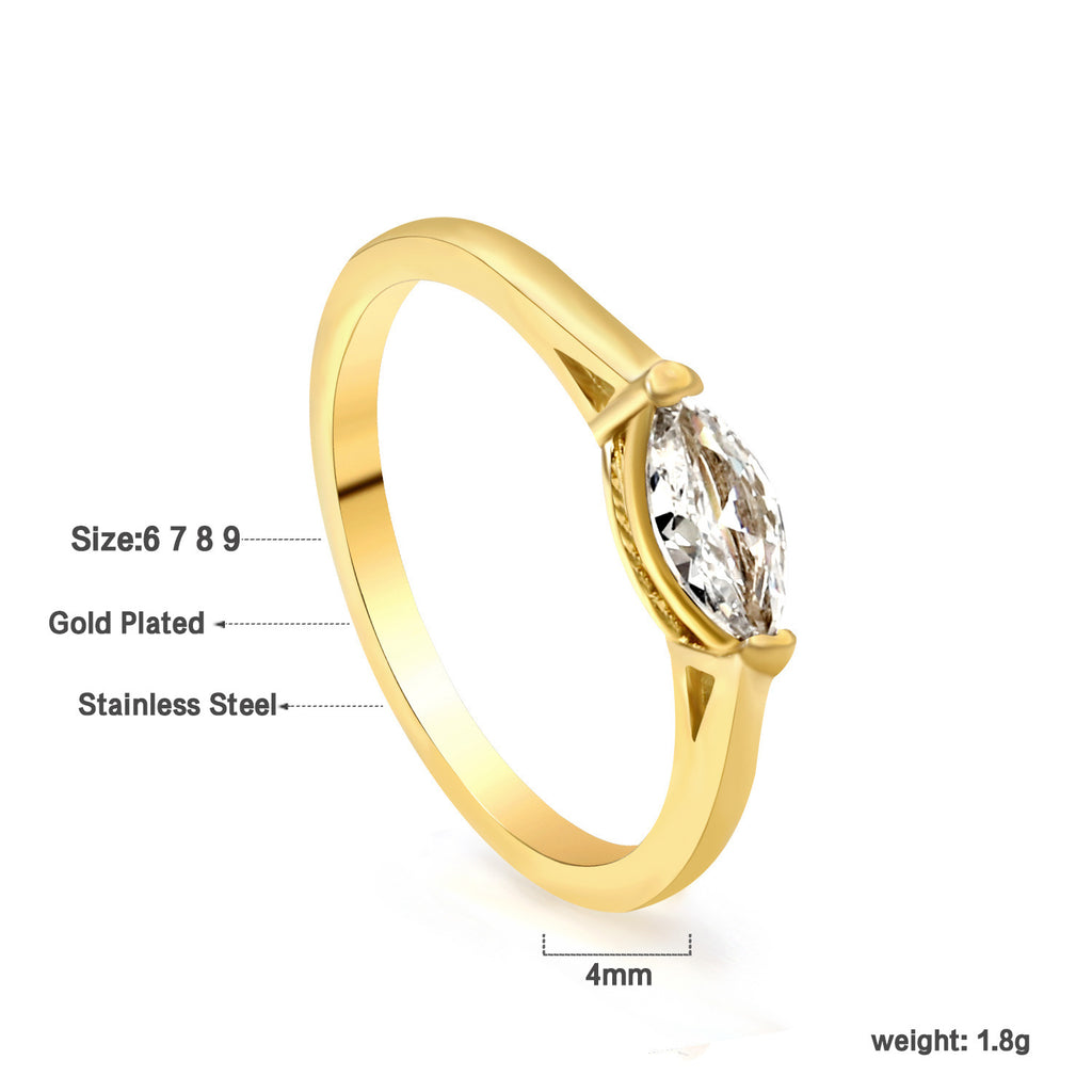 Damen Ring mit funkelndem Kristall und hochwertiger goldplattierter Oberfläche Shop Nory