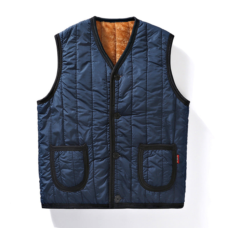 Herren Gepolsterte Steppweste mit Teddyfutter, V‑Ausschnitt & Knopfleiste Shop Nory