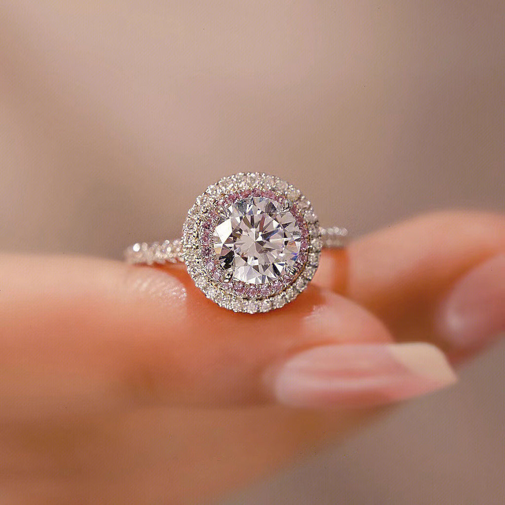 Damen eleganter Halo-Ring mit funkelndem Kristallbesatz Shop Nory