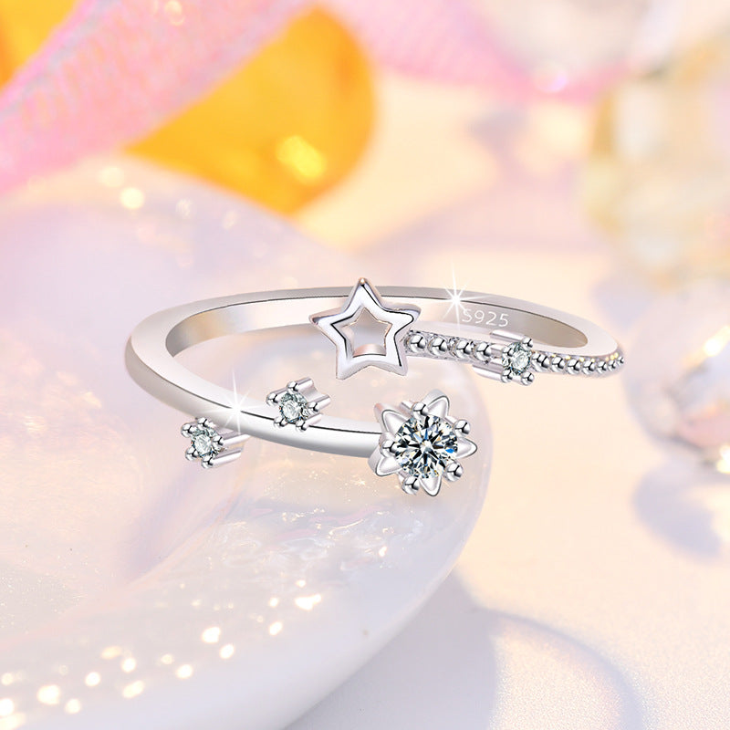 Damen Ring mit funkelndem Sternen-Design und eleganten Zirkonia-Shop Nory