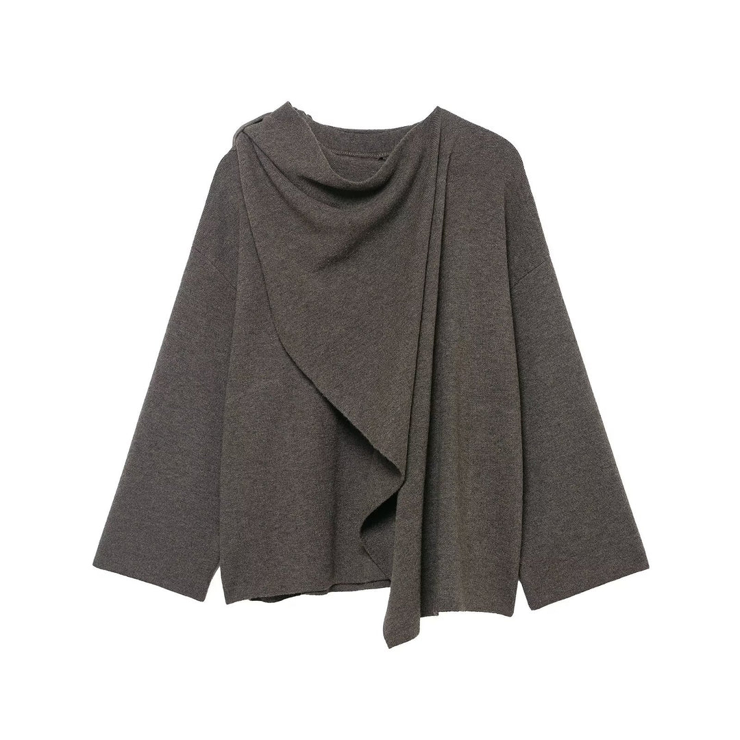 Damen Drapierter Oversize-Cardigan mit Kapuzenkragen und weitem Ärmel Shop Nory