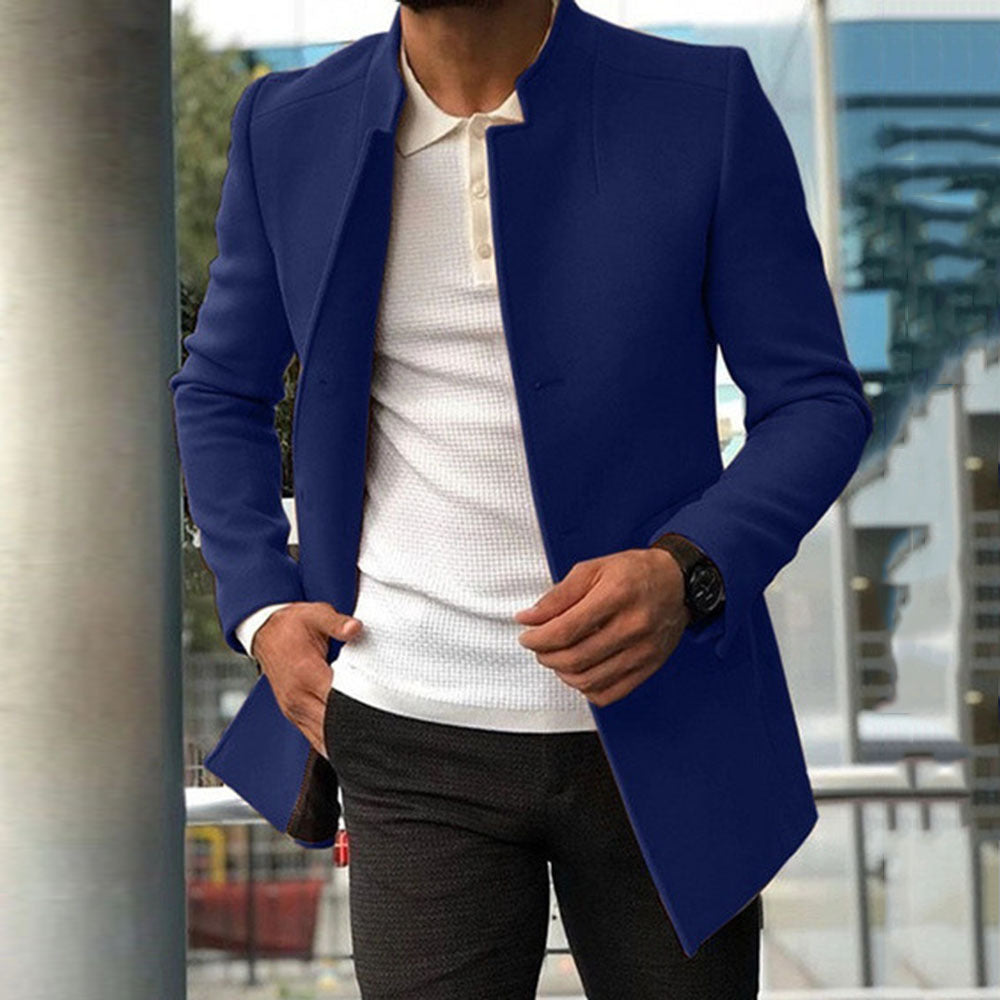 Herren moderner Blazer mit geradem Schnitt und elegantem Stehkragen