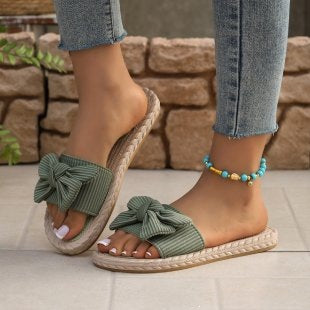 Damen modische Espadrilles mit dekorativem Schleifen-Detail
