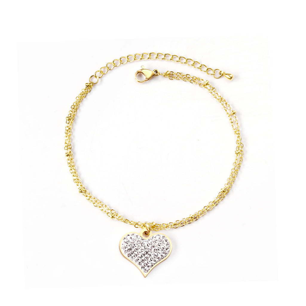 Damen Armband mit herzförmigem Anhänger aus 14K goldplattiertem Edelstahl Shop Nory