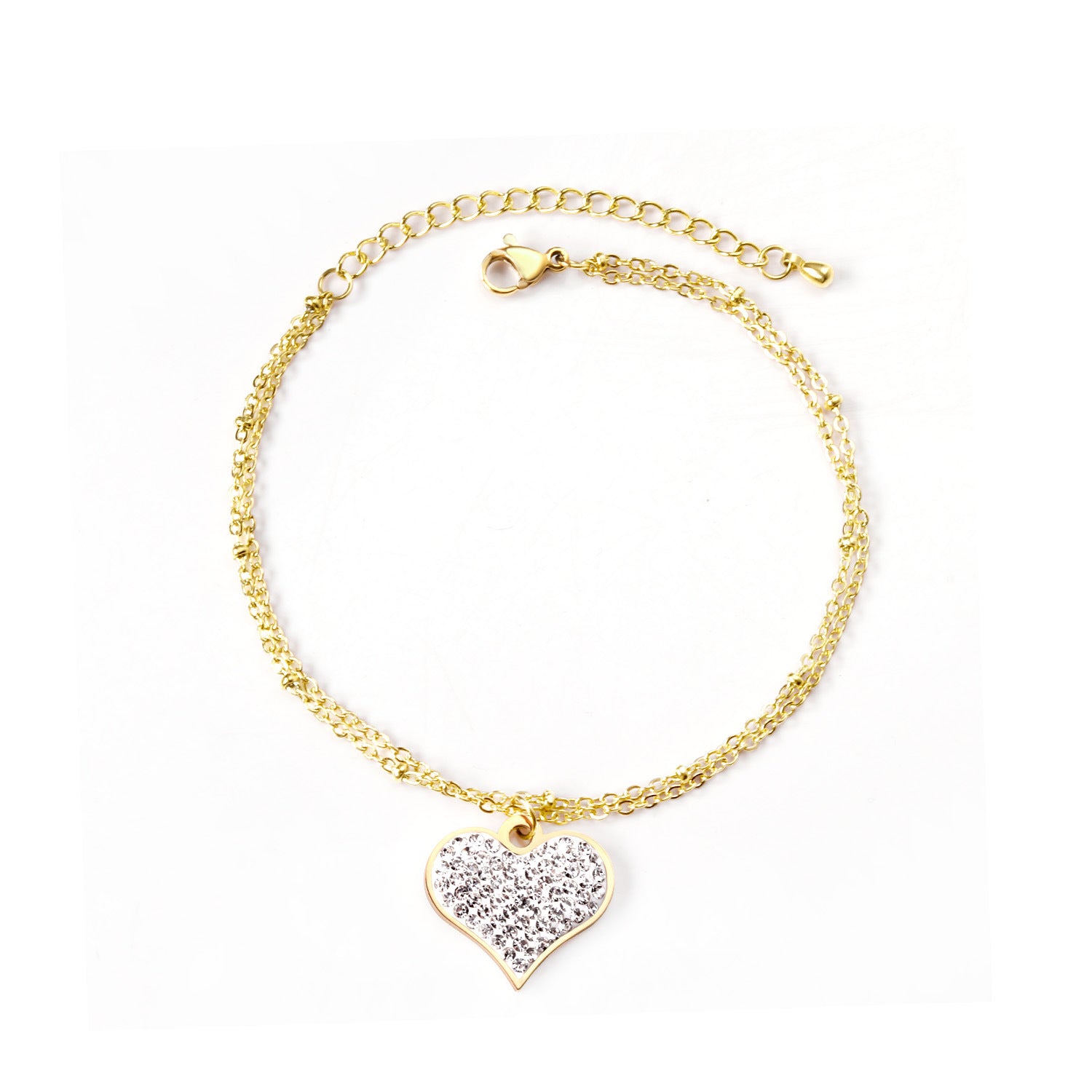 Damen Armband mit herzförmigem Anhänger aus 14K goldplattiertem Edelstahl Shop Nory