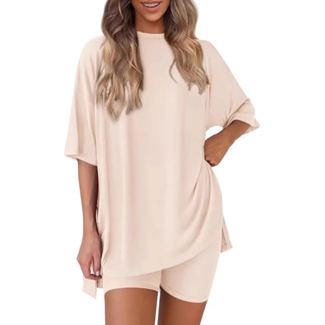 Damen lässiges Sport-T-Shirt mit Shorts im Set