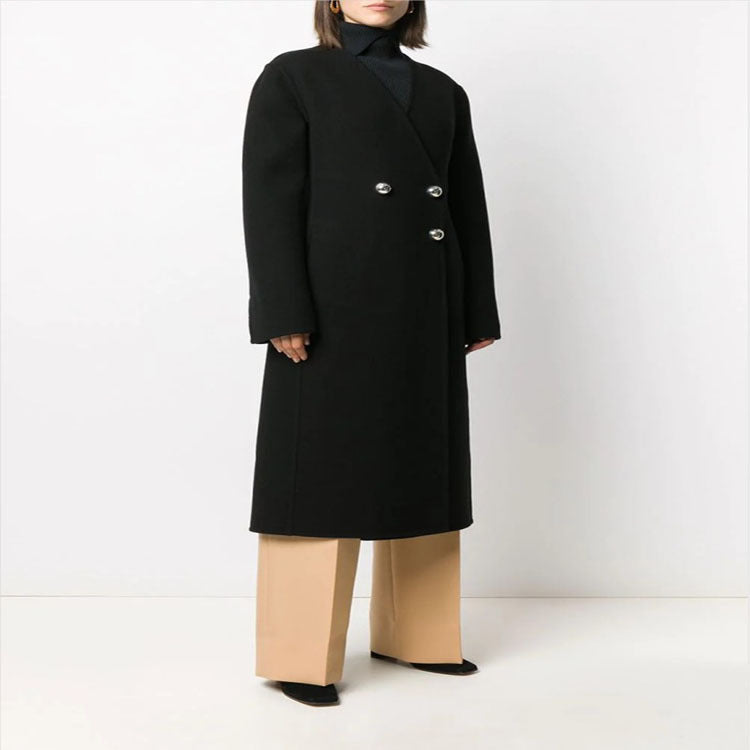 Damen Einreihiger Midimantel im Clean‑Tailoring mit dezenten Metallknöpfen und taillierter Naht Shop Nory