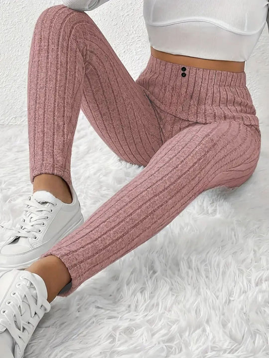 Damen Hochgeschnittene Rippstrick-Leggings mit elastischem Taillenbund Shop Nory