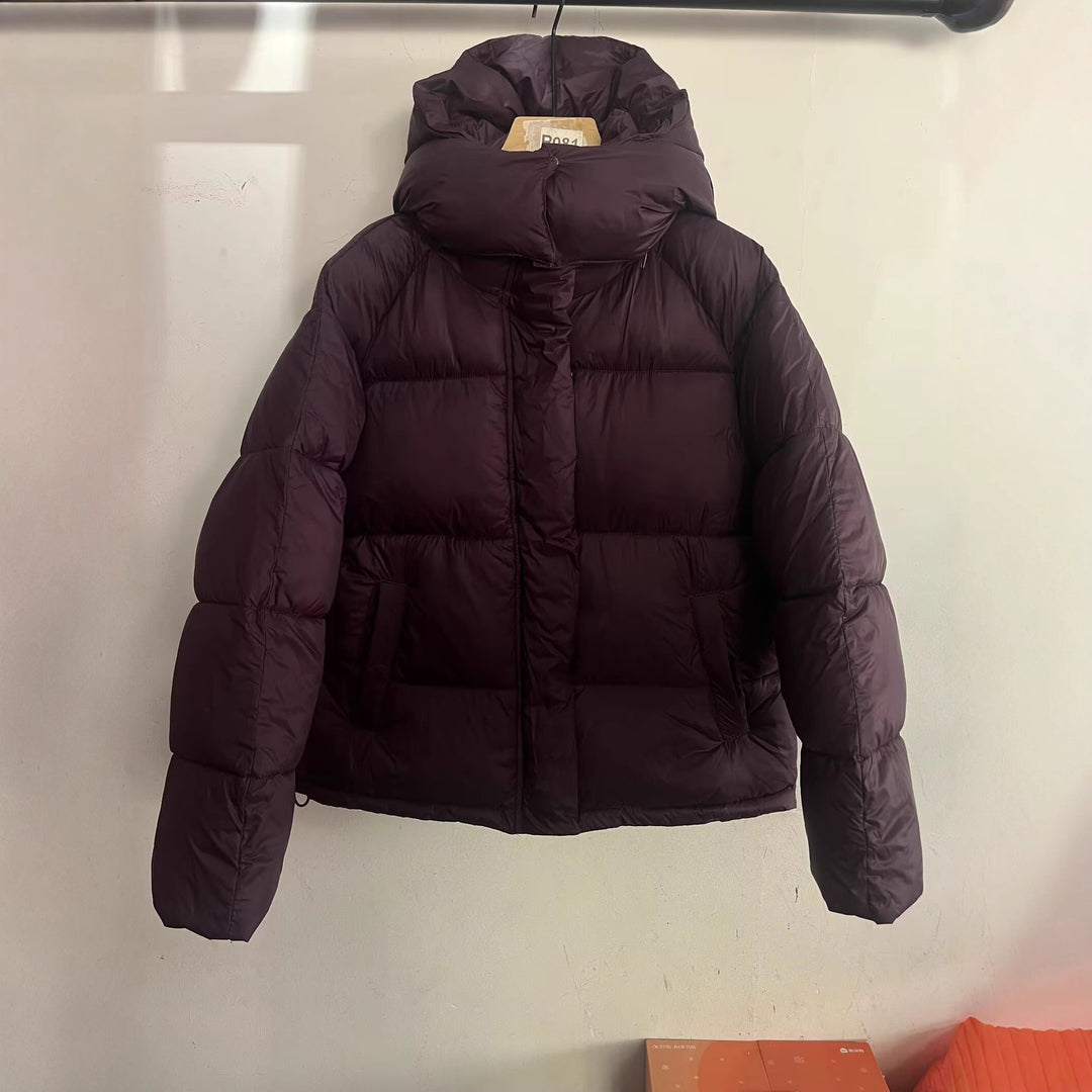 Damen Boxy Steppjacke mit hohem Kragen, Kapuze und verdeckter Verschluss Shop Nory