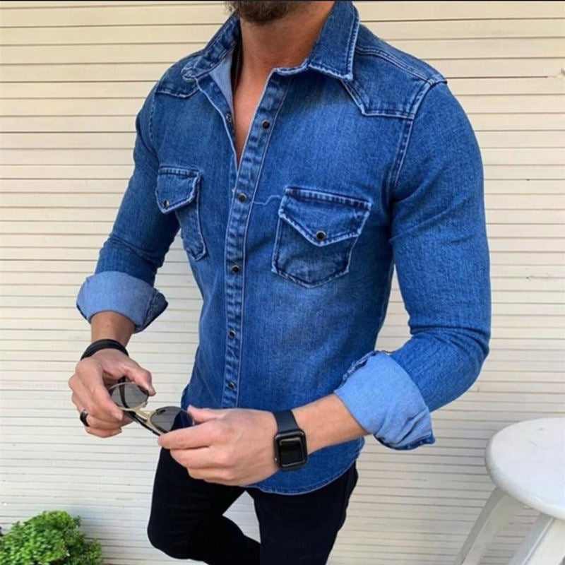 Herren Denim Hemd mit modernem Schnitt und praktischen Brusttaschen