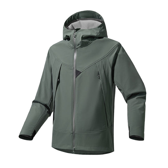 Herren Technische Softshell-Outdoorjacke mit Kapuze winddichtem Stretch und Zwei-Wege-Reißverschluss Shop Nory