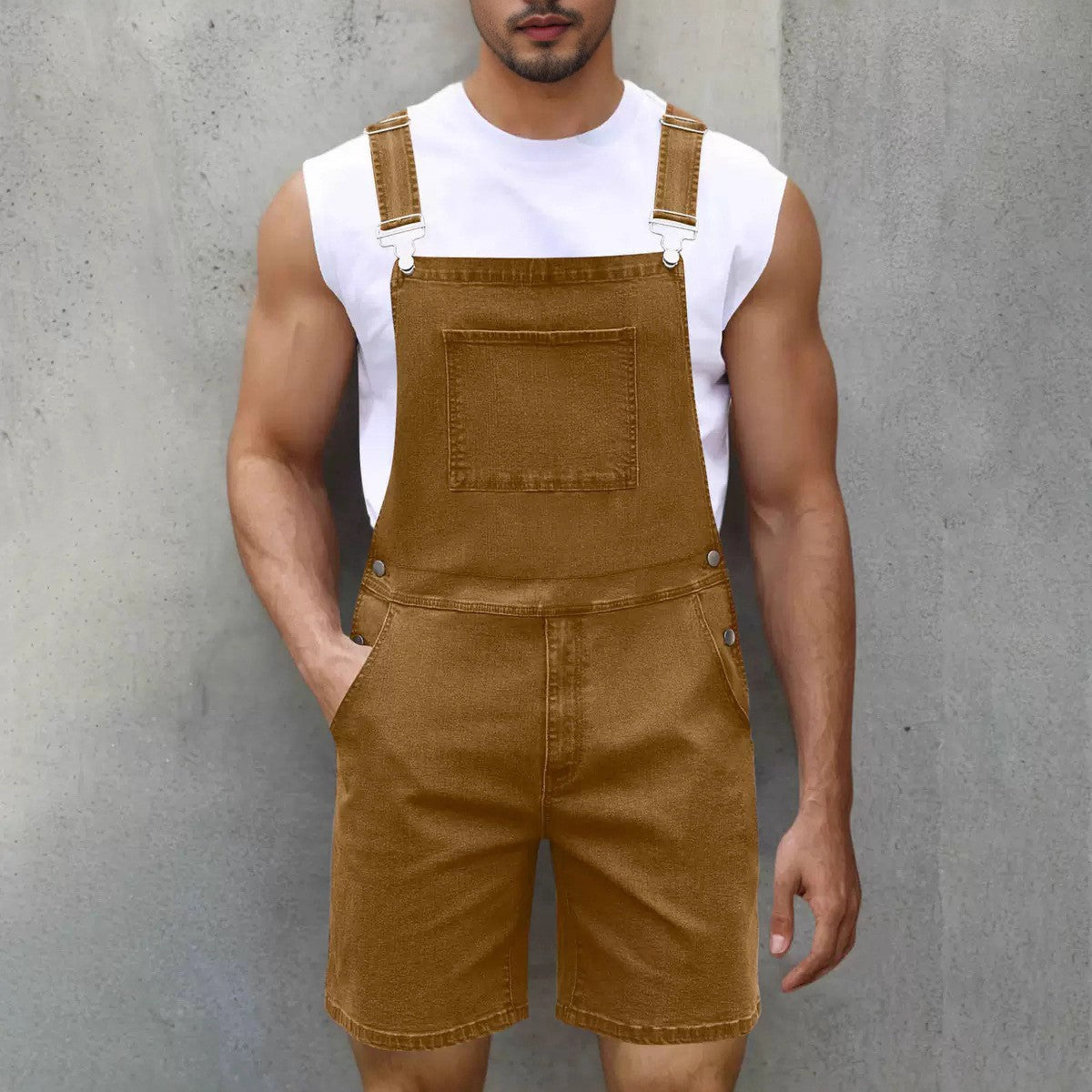 Herren Denim Latzshorts mit Taschen