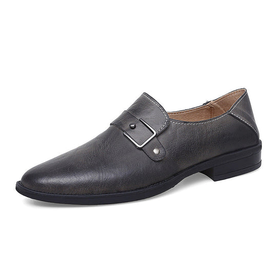 Herren eleganter Leder Slipper mit dekorativem Riemen