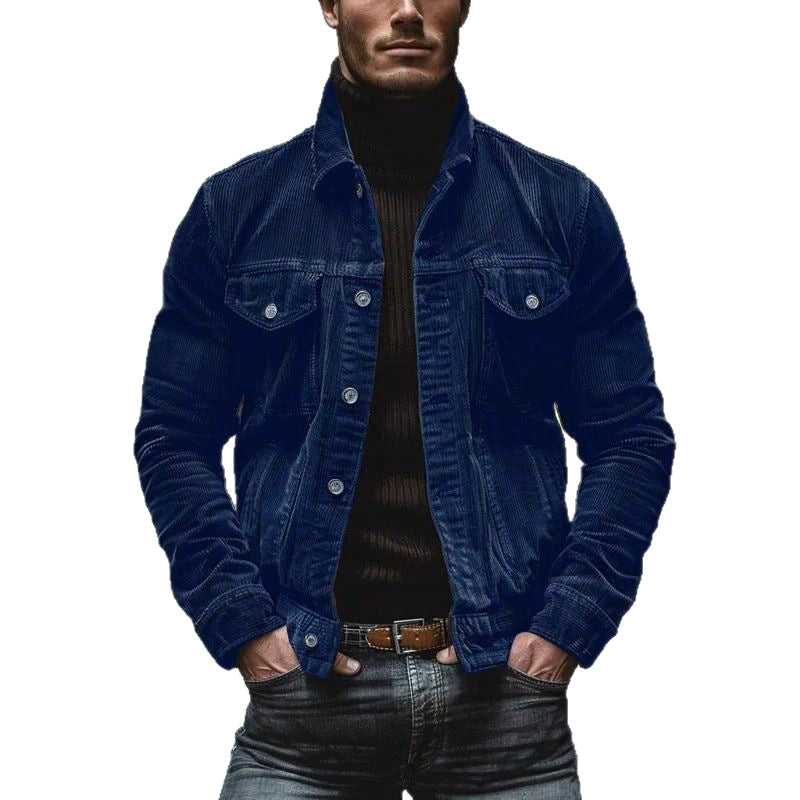 Herren Feincord-Truckerjacke mit Brustpattentaschen und taillierter Silhouette Shop Nory
