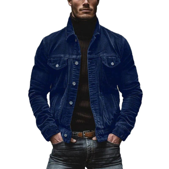 Herren Feincord-Truckerjacke mit Brustpattentaschen und taillierter Silhouette Shop Nory