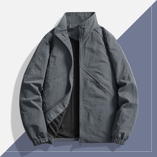 Herren Leichte technische Windjacke mit Mesh-Innenfutter, Stehkragen und elastischen Bündchen Shop Nory