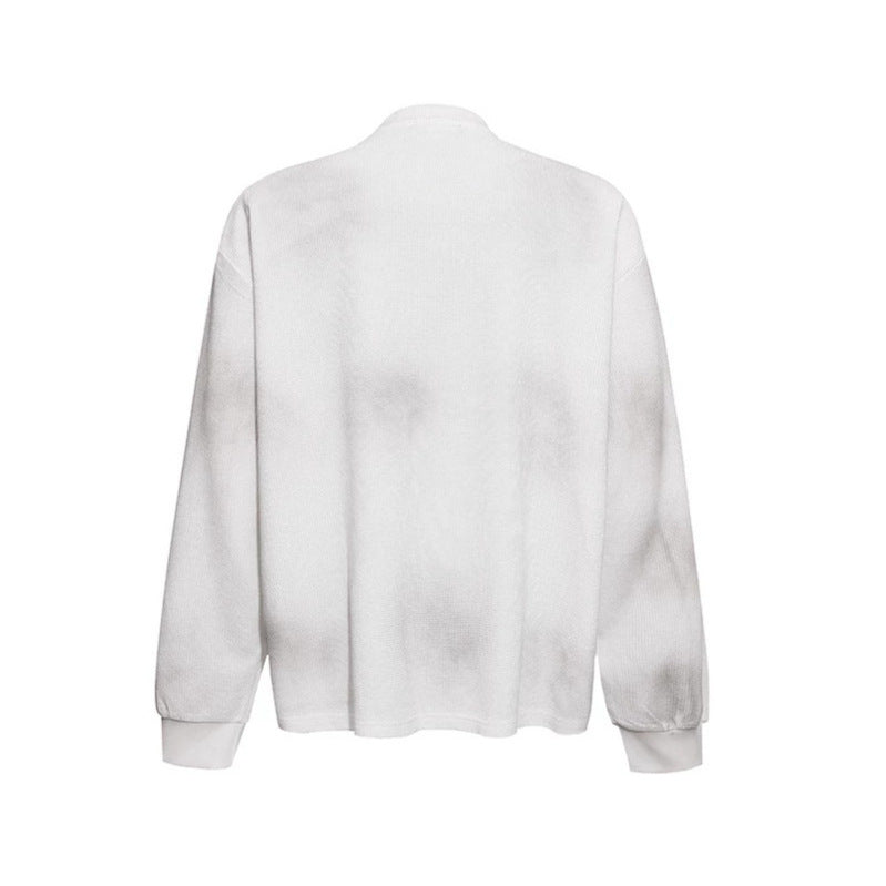 Damen Oversize-Sweatshirt mit Waffelstruktur, Rundhalsausschnitt und Ruinen-Skizzenprint Shop Nory
