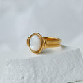 Damen eleganter Goldring mit Perlmutt-Einsatz Shop Nory