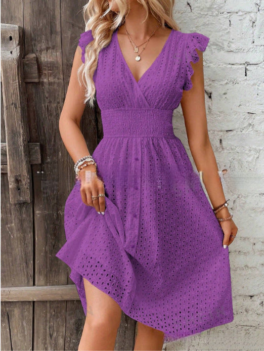 Damen Sommerkleid mit eleganten Spitzenärmeln