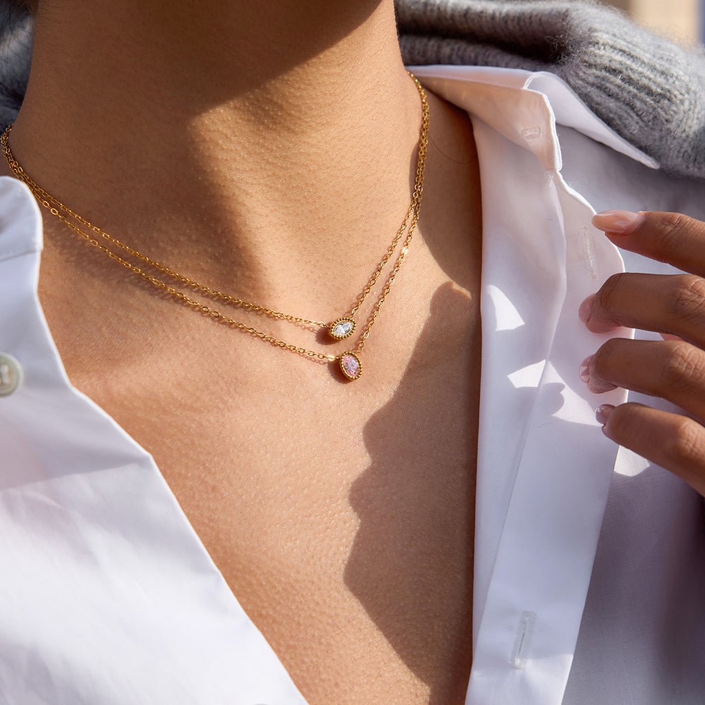 Damen Halskette mit verstellbarem Kettenverschluss und eleganten Kristall-Details Shop Nory